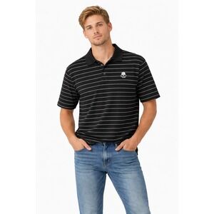 Polo Ralph Lauren Mens XL Black White Striped Golf Collar Shirt XL John's Island